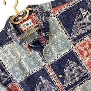 Vintage Reyn Spooner Clipper Nautical Short Sleeve Shirt Men’s XL Sailboat Rever